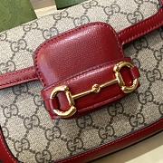 Gucci Mini Horsebit 1955 Bag GG Supreme Canvas Beige/Red 658574 20.5x14x5cm - 6