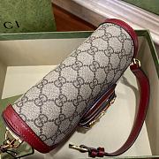 Gucci Mini Horsebit 1955 Bag GG Supreme Canvas Beige/Red 658574 20.5x14x5cm - 5