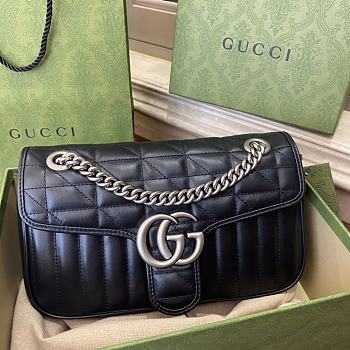 Gucci GG Marmont Small Shoulder Bag Matelassé Leather Black 443497 26x15x7cm