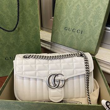 Gucci GG Marmont Small Shoulder Bag Matelassé Leather White 443497 26x15x7cm