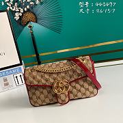 Gucci GG Marmont Small Shoulder Bag GG Canvas Beige/Red 443497 26x15x7cm - 1