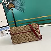 Gucci GG Marmont Small Shoulder Bag GG Canvas Beige/Red 443497 26x15x7cm - 6