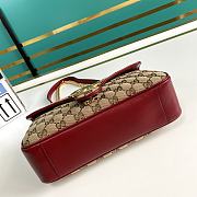 Gucci GG Marmont Small Shoulder Bag GG Canvas Beige/Red 443497 26x15x7cm - 5