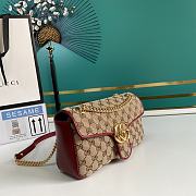 Gucci GG Marmont Small Shoulder Bag GG Canvas Beige/Red 443497 26x15x7cm - 4