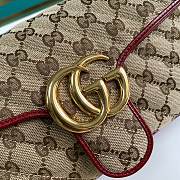 Gucci GG Marmont Small Shoulder Bag GG Canvas Beige/Red 443497 26x15x7cm - 2