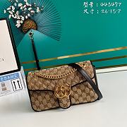 Gucci GG Marmont Small Shoulder Bag GG Canvas Beige/Black 443497 26x15x7cm - 1