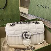Gucci Marmont Mini Shoulder Bag Matelassé Leather White 446744 22x13x6cm - 1