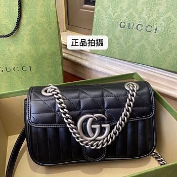 Gucci Marmont Mini Shoulder Bag Matelassé Leather Black 446744 22x13x6cm