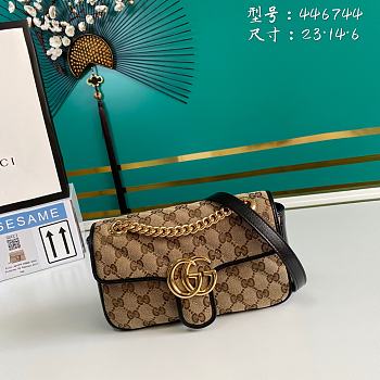 Gucci GG Marmont Mini Bag Canvas Beige/Black 446744 23x14x6cm