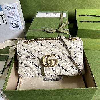 Gucci The Hacker Project Small GG Marmont Bag White 443497 26x15x7cm