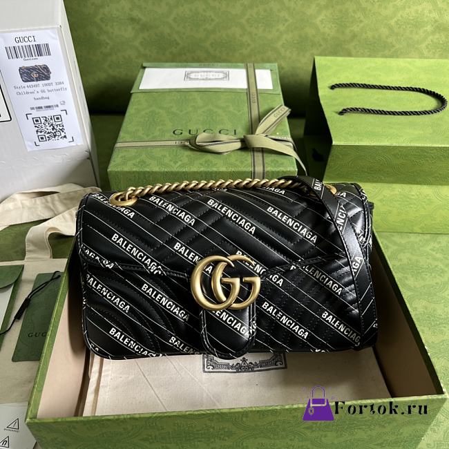 Gucci The Hacker Project Small GG Marmont Bag Black 443497 26x15x7cm - 1