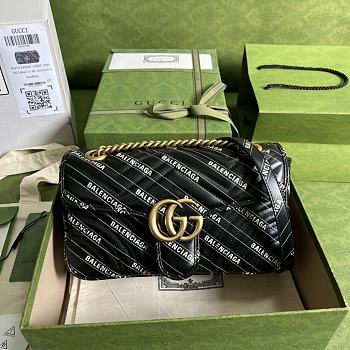 Gucci The Hacker Project Small GG Marmont Bag Black 443497 26x15x7cm