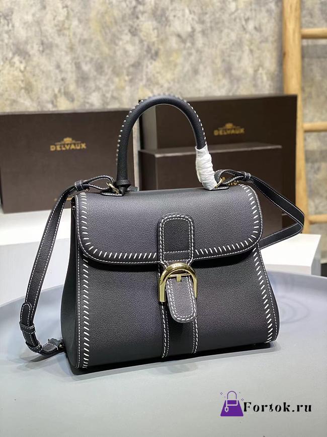 Delvaux Brillant MM Surpiqué Leather Black 28x15x22cm - 1