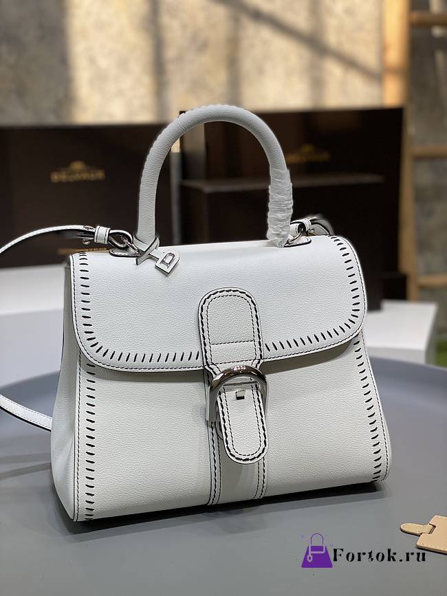 Delvaux Brillant MM Surpiqué Leather White 28x15x22cm - 1