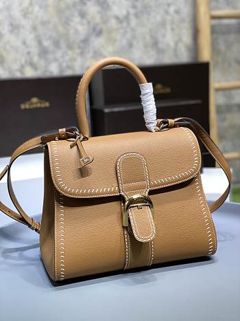 Delvaux Brillant MM Surpiqué Leather Brown 28x15x22cm