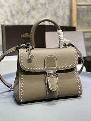 Delvaux Brillant MM Surpiqué Leather Tourterelle 28x15x22cm - 1