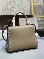 Delvaux Brillant MM Surpiqué Leather Tourterelle 28x15x22cm - 6