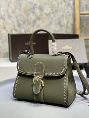 Delvaux Brillant MM Surpiqué Leather Khaki 28x15x22cm - 6