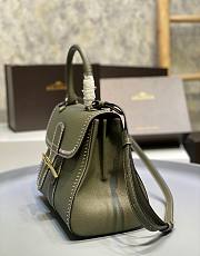 Delvaux Brillant MM Surpiqué Leather Khaki 28x15x22cm - 3