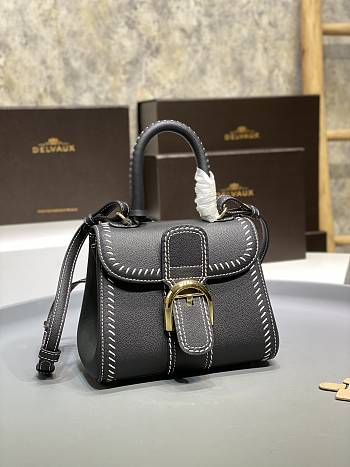 Delvaux Brillant Mini Surpiqué Leather Black 20x10x16cm 