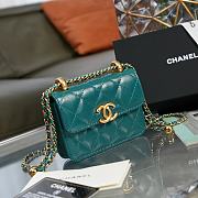 Chanel Flap Coin Purse With Chain Teal AP2290 9.5×12.5×3.5cm - 5