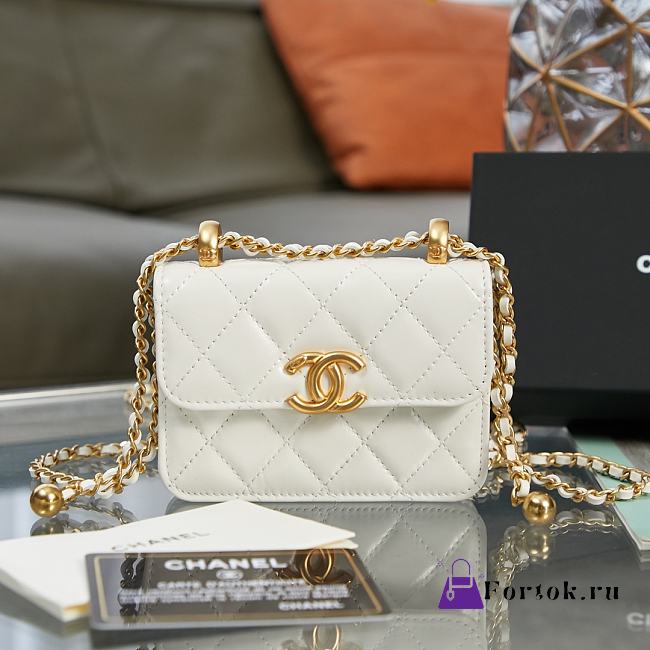 Chanel Flap Coin Purse With Chain White AP2290 9.5×12.5×3.5cm - 1