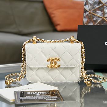 Chanel Flap Coin Purse With Chain White AP2290 9.5×12.5×3.5cm