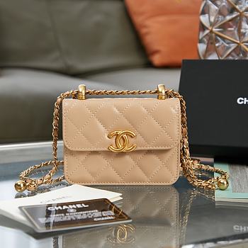 Chanel Flap Coin Purse With Chain Beige AP2290 9.5×12.5×3.5cm