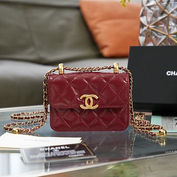 Chanel Flap Coin Purse With Chain Burgundy AP2290 9.5×12.5×3.5cm