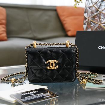 Chanel Flap Coin Purse With Chain Black AP2290 9.5×12.5×3.5cm