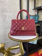 Chanel Small Coco Handle Bag Burgundy A92990 14x24x10cm - 1