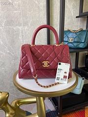 Chanel Small Coco Handle Bag Burgundy A92990 14x24x10cm - 6