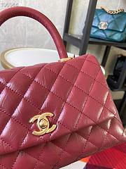 Chanel Small Coco Handle Bag Burgundy A92990 14x24x10cm - 4