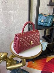 Chanel Small Coco Handle Bag Burgundy A92990 14x24x10cm - 3