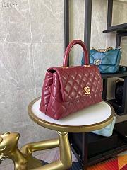 Chanel Small Coco Handle Bag Burgundy A92990 14x24x10cm - 2