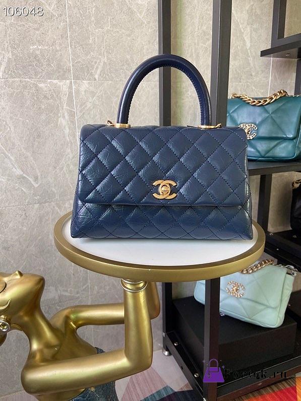 Chanel Small Coco Handle Bag Navy A92990 14x24x10cm 