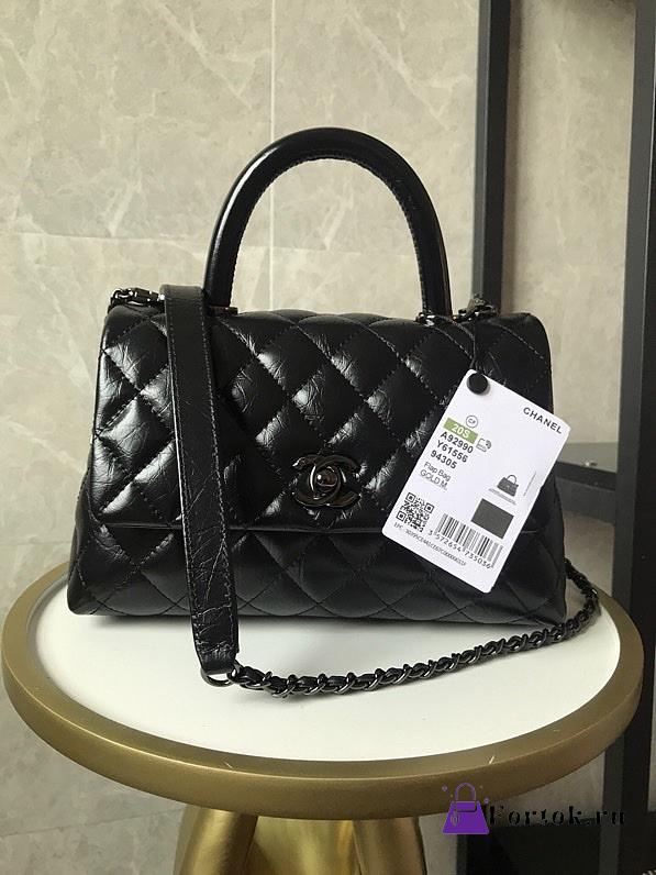 Chanel Small Coco Handle Bag Black A92990 14x24x10cm - 1