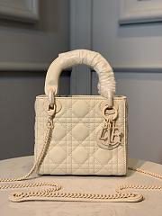 Dior Mini Lady Dior Bag Ultramatte Cannage Cream M0505 17x7.5x14cm - 1