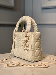 Dior Mini Lady Dior Bag Ultramatte Cannage Cream M0505 17x7.5x14cm - 3