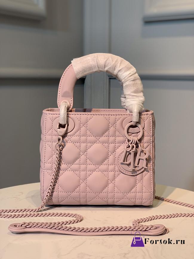 Dior Mini Lady Dior Bag Ultramatte Cannage Pink M0505 17x7.5x14cm - 1