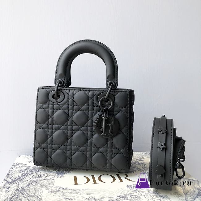 Dior Lady Dior Bag Ultramatte Cannage Black M0538 20x16.5x8cm - 1