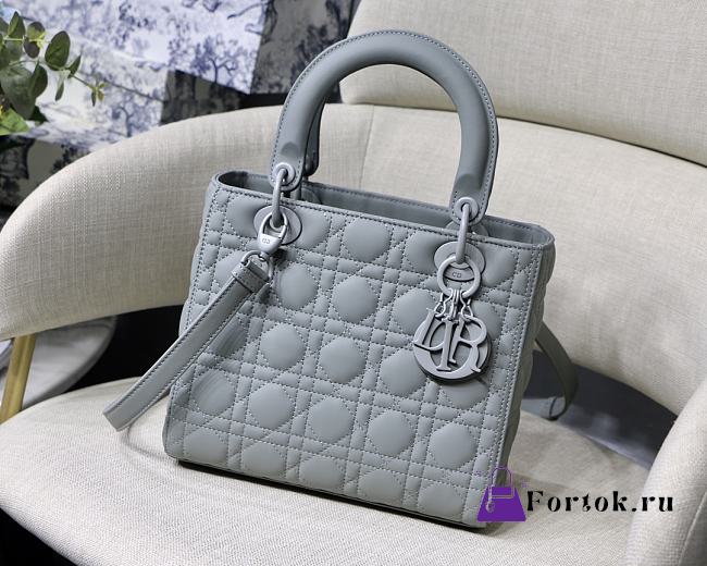 Dior Medium Lady Dior Bag Ultramatte Cannage Cloud Blue M0565 24cm - 1