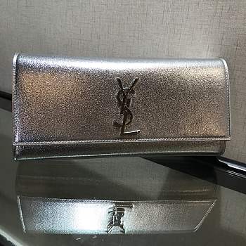 Ysl Large Belle De Jour Clutch Silver Metal 27x13x5cm