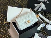 Chanel Charm Strap Flap Bag Leather White AS1787 17x20cm - 1