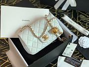 Chanel Charm Strap Flap Bag Leather White AS1787 17x20cm - 4