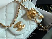 Chanel Charm Strap Flap Bag Leather White AS1787 17x20cm - 2