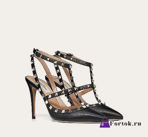 Valentino Rockstud Grainy Calfskin Ankle Strap Pump 100 mm - 1