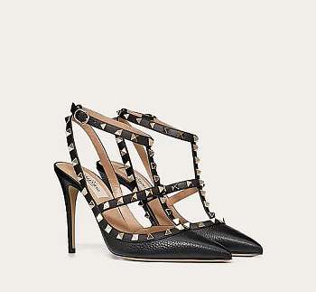 Valentino Rockstud Grainy Calfskin Ankle Strap Pump 100 mm