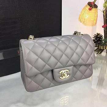 Chanel Mini CC Flap Bag Leather Gray A69900 20x12x6cm