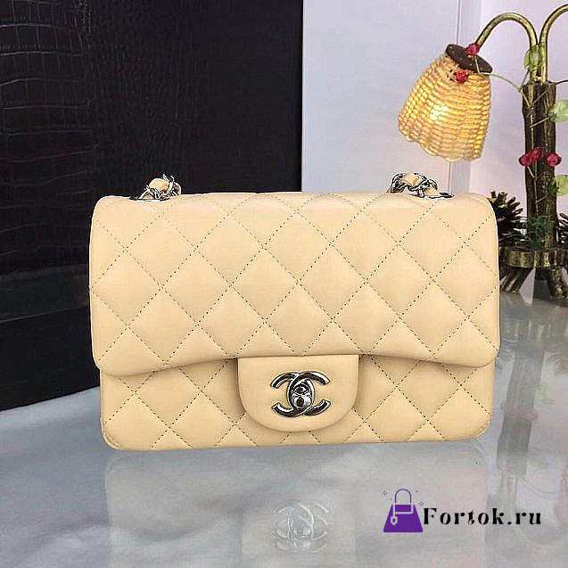 Chanel Mini CC Flap Bag Leather Apricot A69900 20x12x6cm - 1